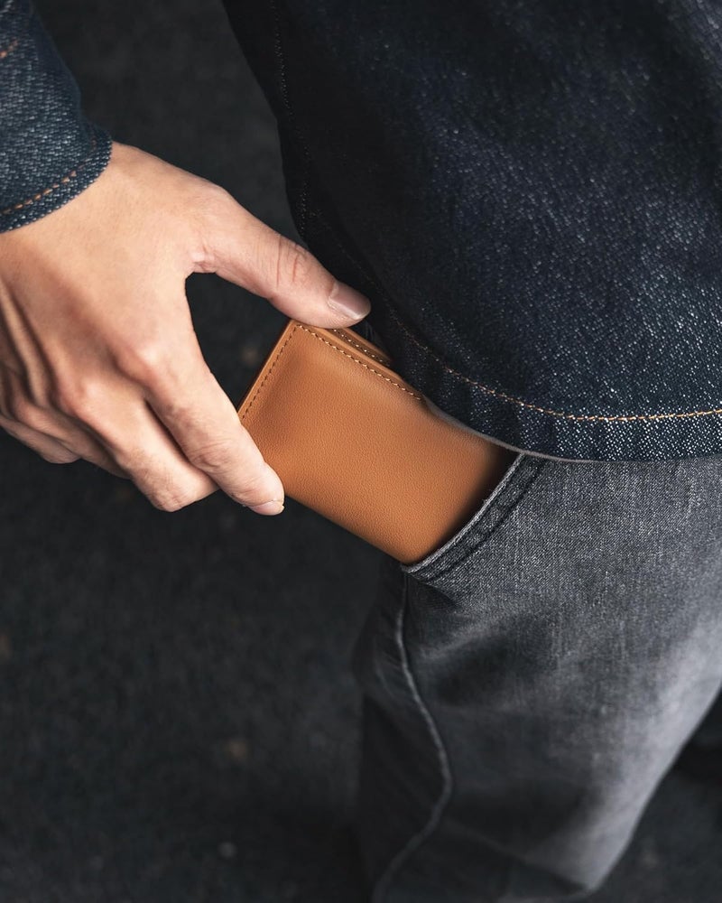 VULKIT Leather Business Card Holder 2 Sided Slim Business Name Card Organizer for Men or Women(Nappa Brown) - Image 3